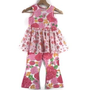 B. Lulu Tunic & Matching Pants Floral Sleeveless